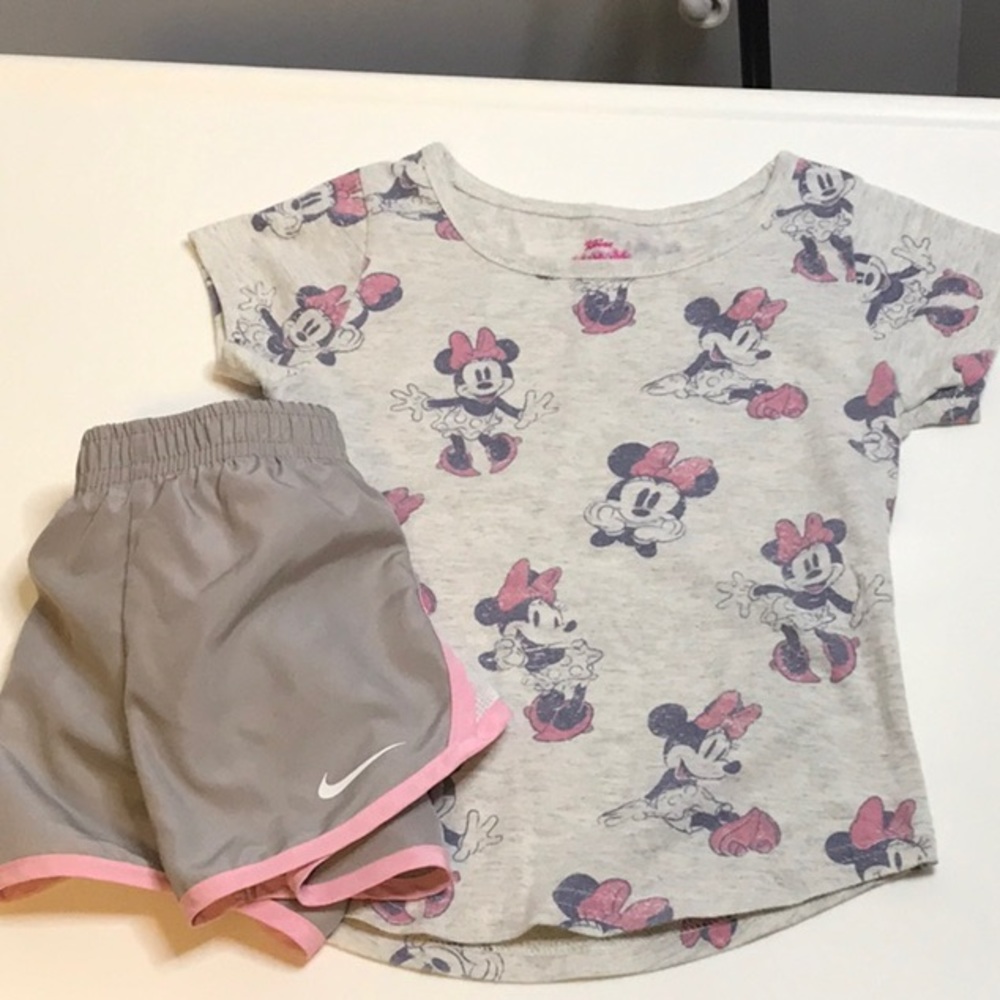 NIKI DRY FIT SHORT DISNEY MININIE TEE SIZE 3T NIKI SHORT HAVE BUILT IN PANTIE